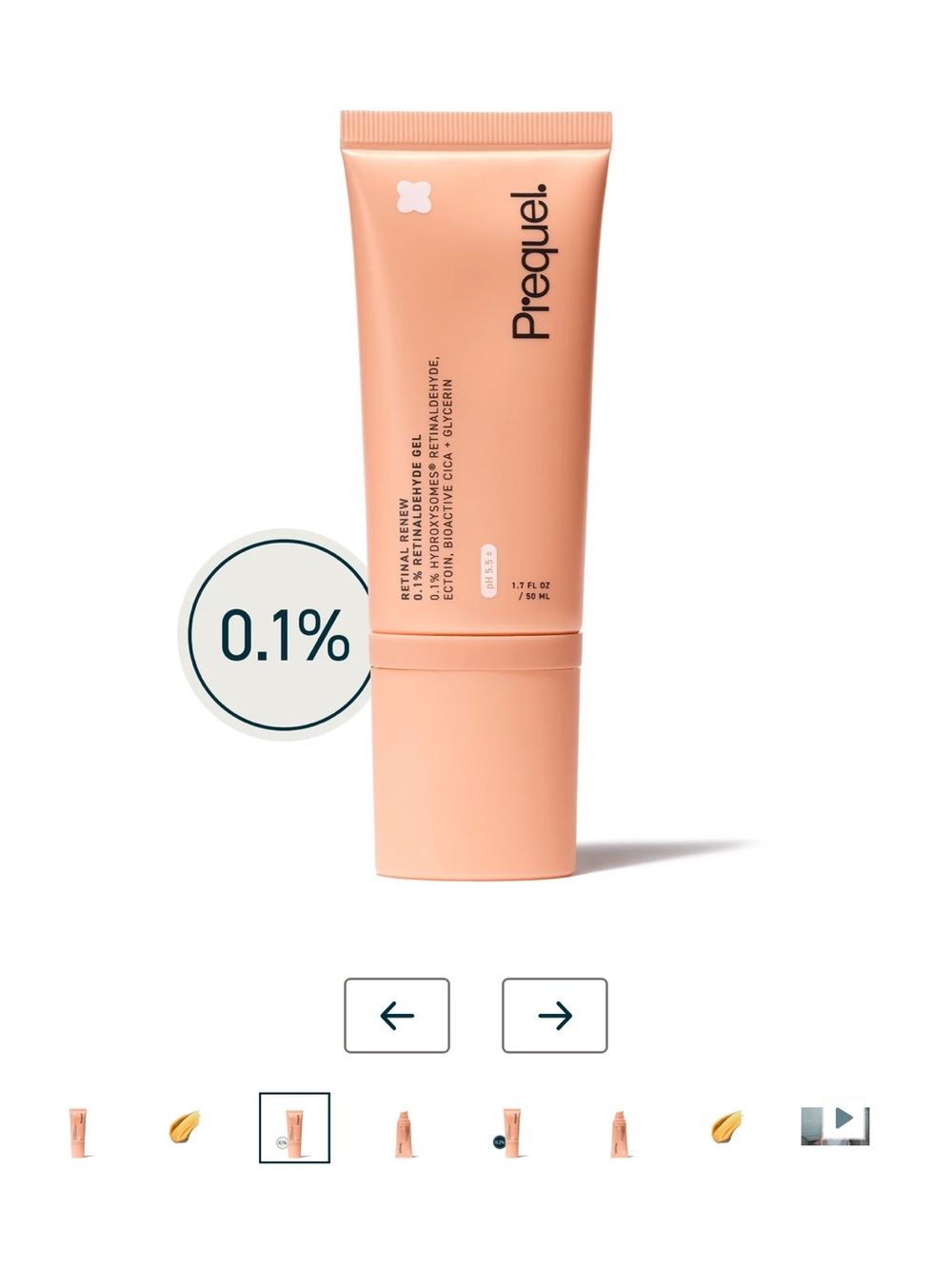 Prequel. 0.1% Retinal Renew Retinaldehyde Renewing Gel